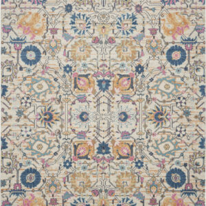 8' X 10' Ivory And Blue Floral Area Rug