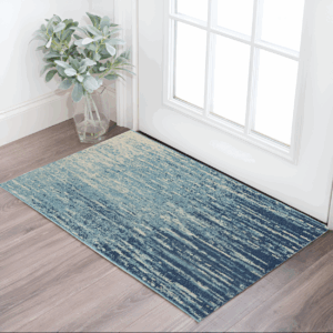 2' X 3' Blue And Ivory Abstract Area Rug