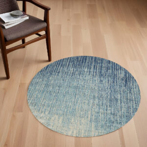 4' Blue And Ivory Abstract Round Rug