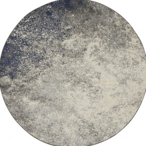 5' Gray And Ivory Abstract Round Rug