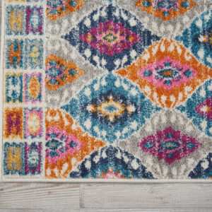 2' X 3' Ivory And Blue Ogee Distressed Area Rug