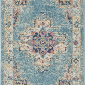 2' X 3' Blue And Ivory Southwestern Distressed Area Rug
