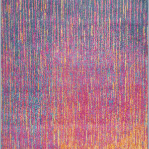 7' X 10' Blue And Orange Abstract Area Rug