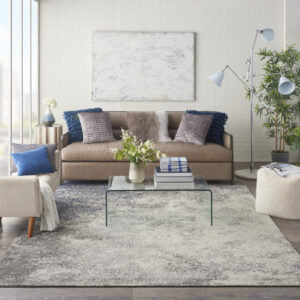 8' X 10' Gray And Ivory Abstract Area Rug