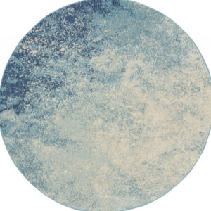 5' Blue And Ivory Abstract Round Rug