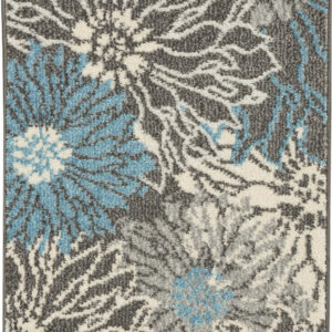2' X 3' Blue And Gray Floral Area Rug