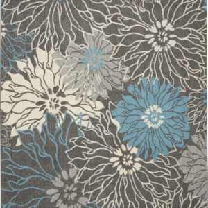 8' X 10' Blue And Gray Floral Area Rug