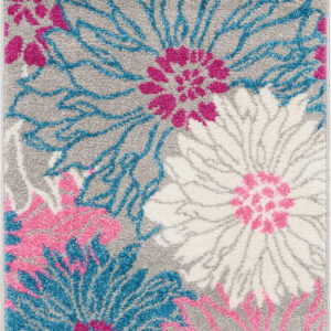 2' X 3' Gray And Pink Floral Area Rug
