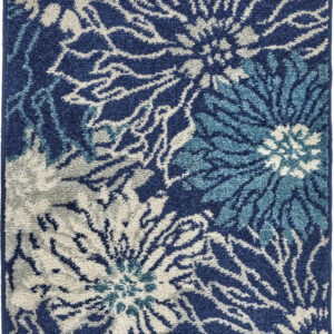 2' X 3' Blue And Ivory Floral Area Rug