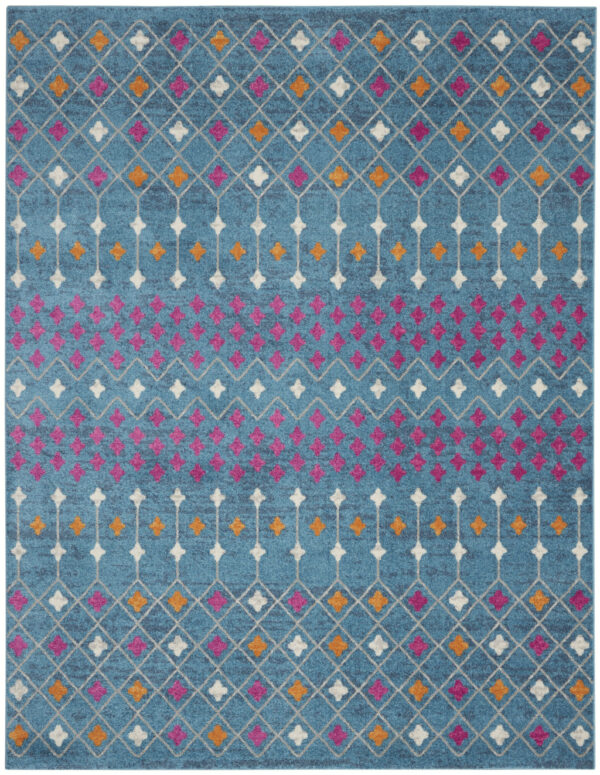 8' X 10' Blue And Orange Geometric Area Rug
