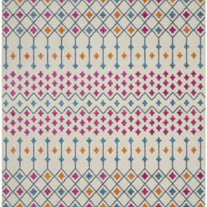 8' X 10' Ivory And Blue Geometric Area Rug