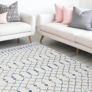 6' X 9' Ivory And Blue Geometric Area Rug