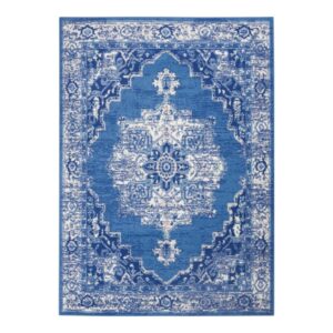 4' X 6' Ivory And Blue Medallion Area Rug