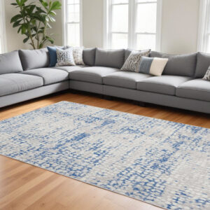 6' X 9' Blue And Gray Geometric Area Rug