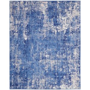 4' X 6' Blue And Ivory Abstract Distressed Area Rug