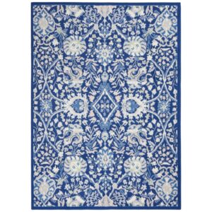 4' X 6' Ivory And Blue Floral Area Rug