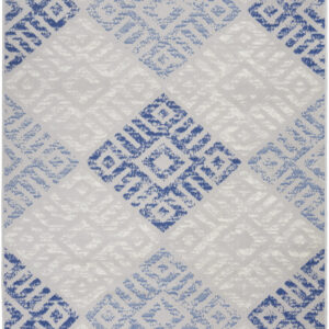 4' X 6' Blue And Gray Geometric Area Rug