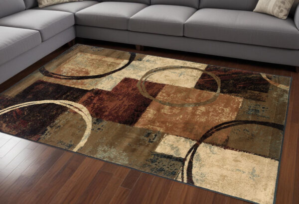 8' X 11' Brown And Black Abstract Geometric Area Rug