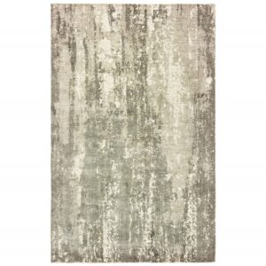 6' X 9' Gray And Ivory Abstract Hand Loomed Distressed Area Rug