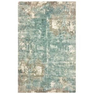 9' X 12' Blue And Gray Abstract Hand Loomed Distressed Area Rug