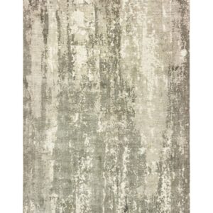 10' X 14' Gray And Ivory Abstract Hand Loomed Distressed Area Rug