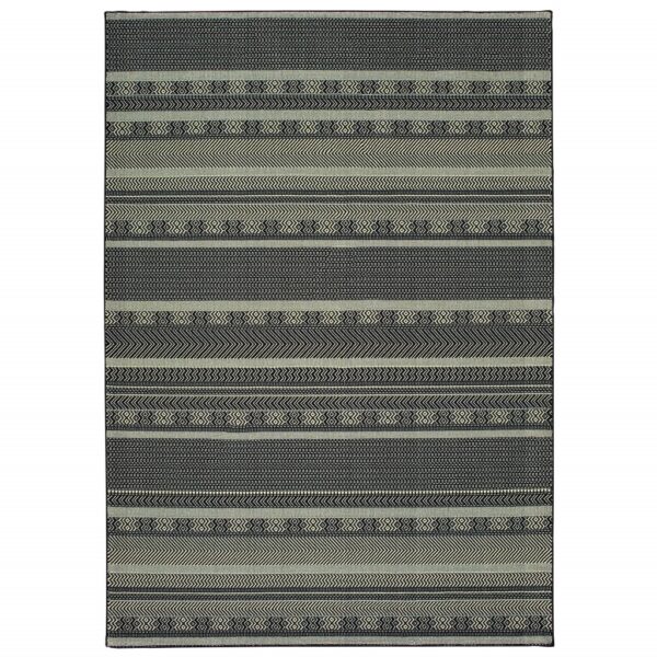 4' X 6' Black And Ivory Geometric Area Rug