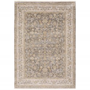 5' X 8' Beige Grey Machine Woven Oriental Indoor Arean Rug
