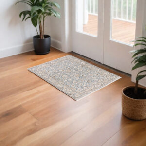 2' X 3' Blue And Ivory Area Rug