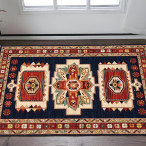 3' X 5' Blue And Red Medallion Area Rug