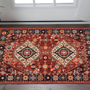 3' X 5' Red And Blue Oriental Area Rug