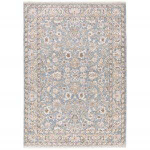 3' X 5' Blue And Ivory Oriental Distressed Area Rug