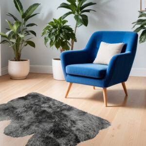 3' X 5' Gray Natural Sheepskin Area Rug