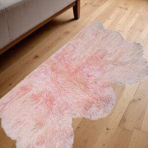 3' X 5' Pink Natural Sheepskin Area Rug
