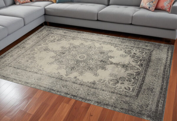 12' X 15' Gray and Ivory Area Rug