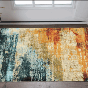 2' X 3' Blue And Orange Area Rug
