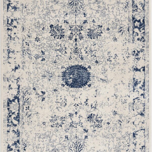 2' X 3' Navy Blue Distressed Floral Scatter Rug