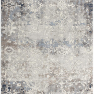 2' X 5' Navy And Beige Distressed Vines Area Rug
