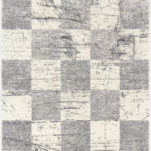 4' X 6' White And Gray Checkered Area Rug