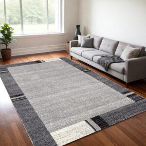 5' X 8' Gray Modern Bordered Area Rug
