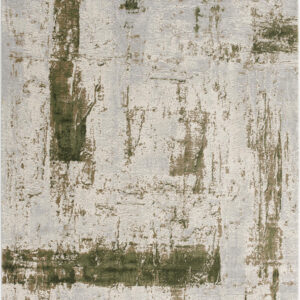 8' X 10' Green and Ivory Abstract Distressed Area Rug