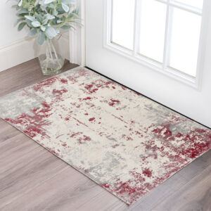 3' X 5' Red Abstract Dhurrie Area Rug
