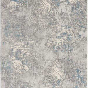 7' X 10' Blue Abstract Circular Motifs Area Rug