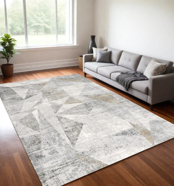 5' X 8' Gray Distressed Prism Modern Area Rug
