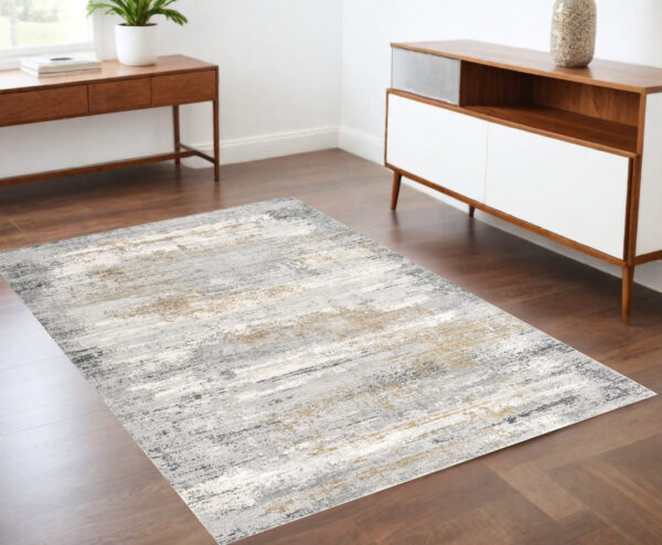 4' X 6' Grey Abstract Area Rug