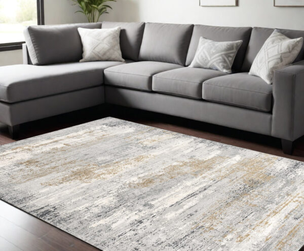 7' X 10' Gray Mod Distressed Strokes Area Rug