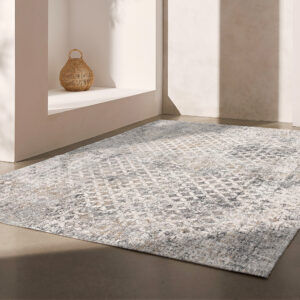 4' X 6' Gray And Ivory Distressed Area Rug