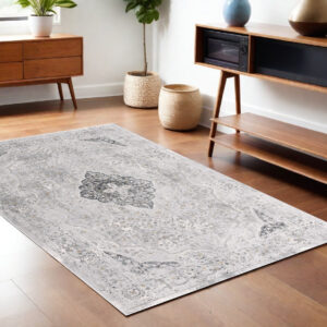 4' X 6' Grey Oriental Area Rug
