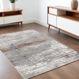 4' X 6' Gray And Brown Abstract Scraped Area Rug