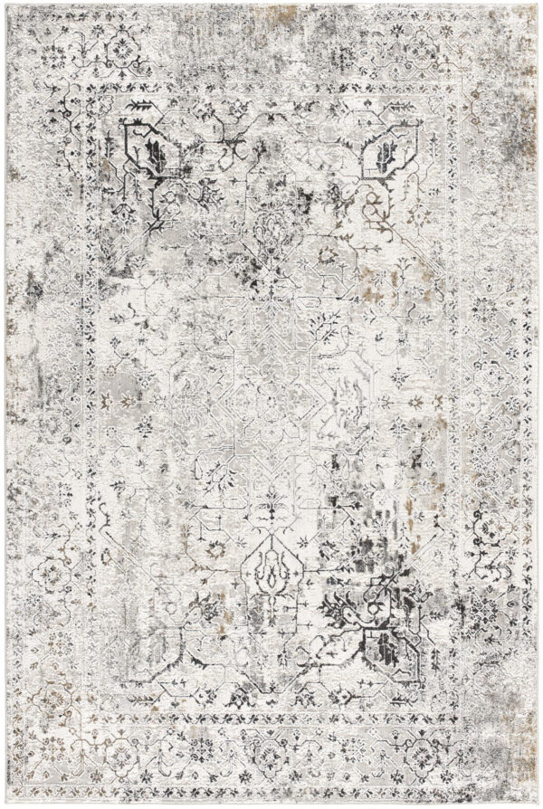 8' X 11' Gray Distressed Ornate Area Rug