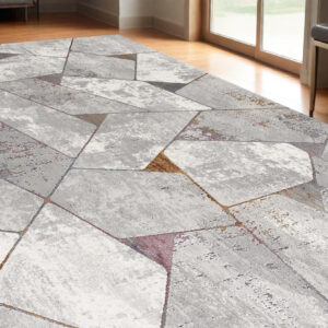 5' X 8' Grey Geometric Area Rug